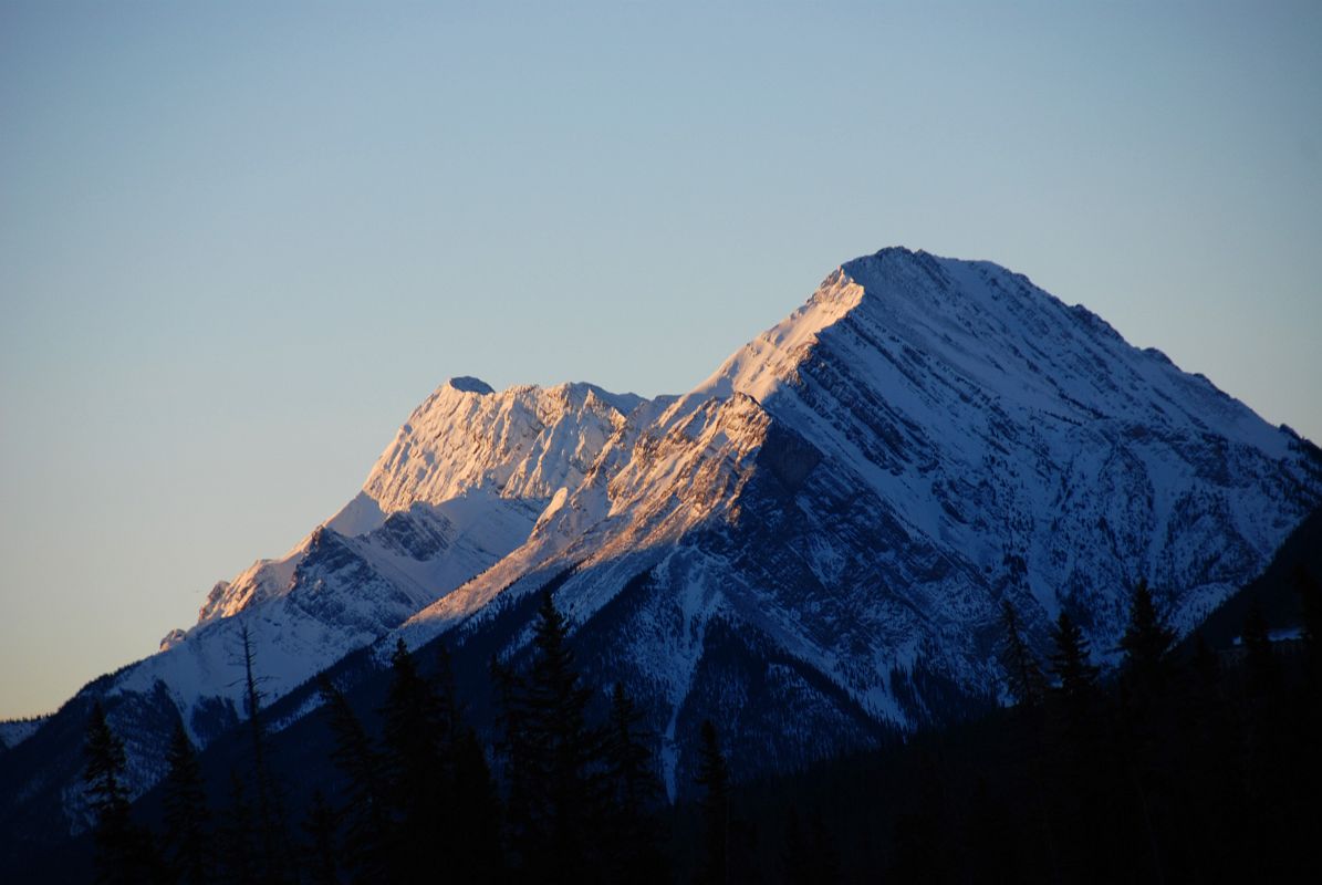 01 Sunrise On Goat Range From Trans Canada Highway Just After Leaving Banff Towards Lake Louise In Winter